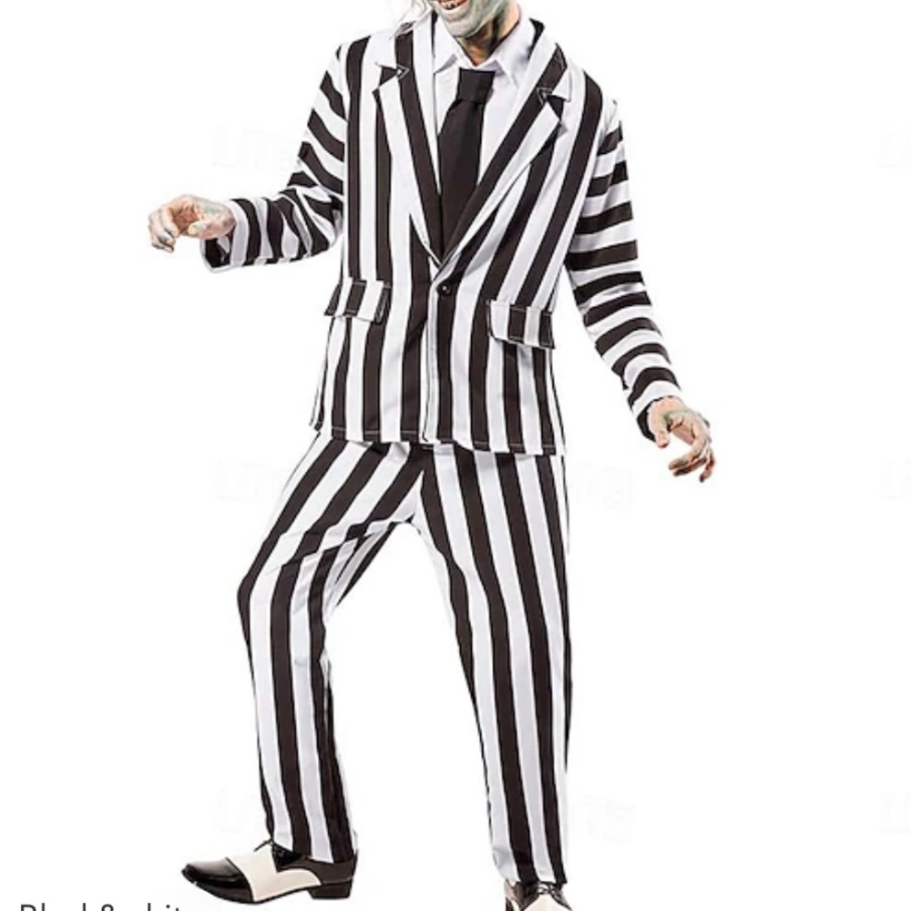 Beatle juice Black and White Striped Suit Costume